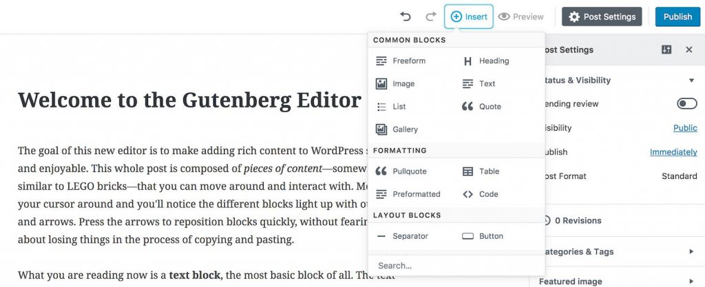 comins soon wordpress editor